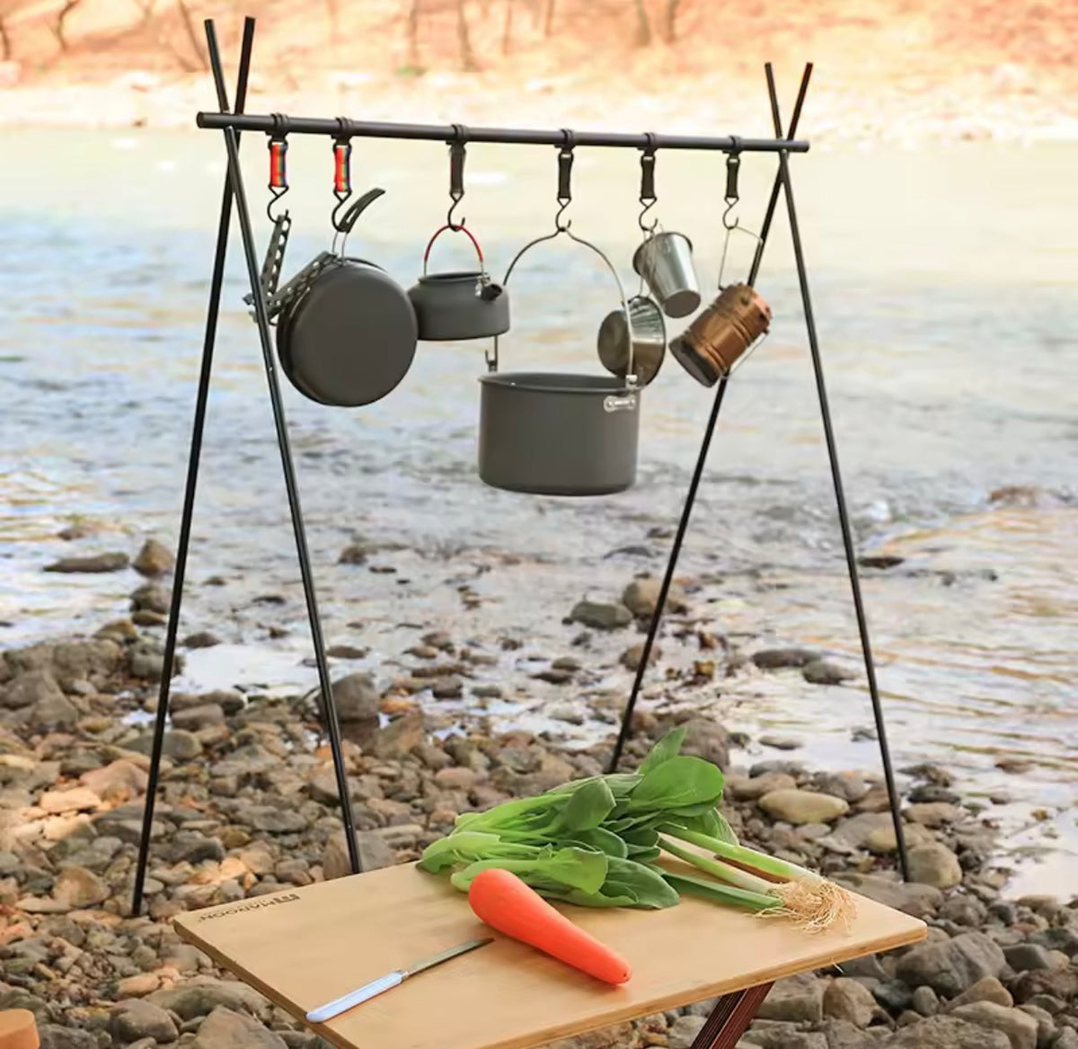 Outdoor Folding Camping Cookware & Hanging Rack
