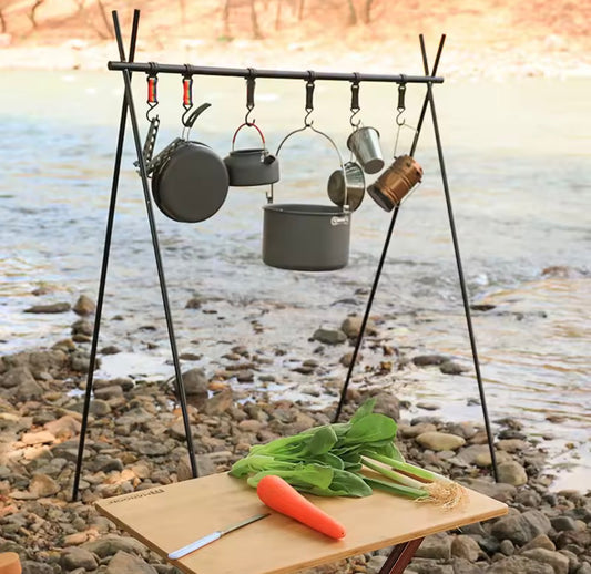 Outdoor Folding Camping Cookware & Hanging Rack