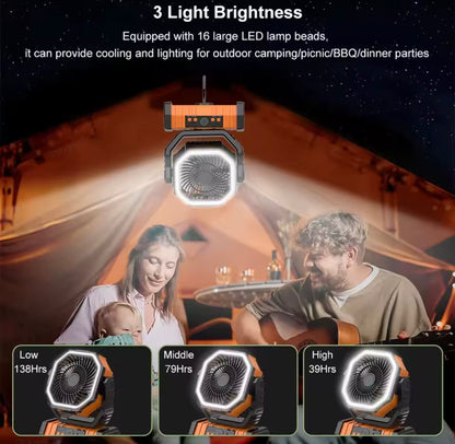 Camping Fan with LED Light 20,000 Mah Rechargeable