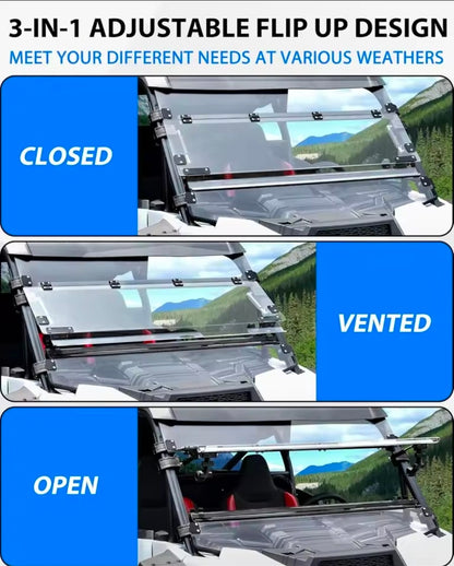 RZR XP/XP4 1000 3-in-1 Flip-Up Windshield